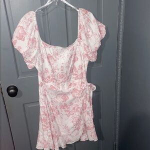 Trixxi White Dress with Pink Floral Print